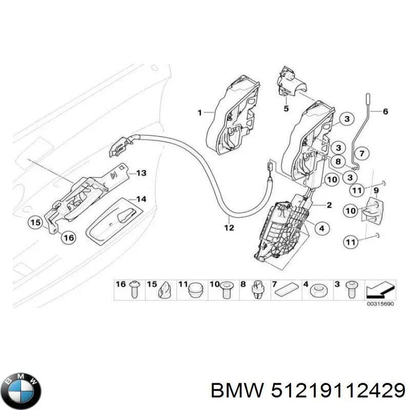 51219112429 BMW Ручка двери передней внутренняя левая