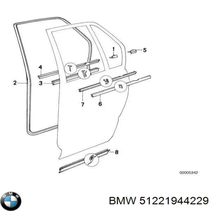 Уплотнитель двери задней левой (на двери) на BMW 5 (E34) купить.