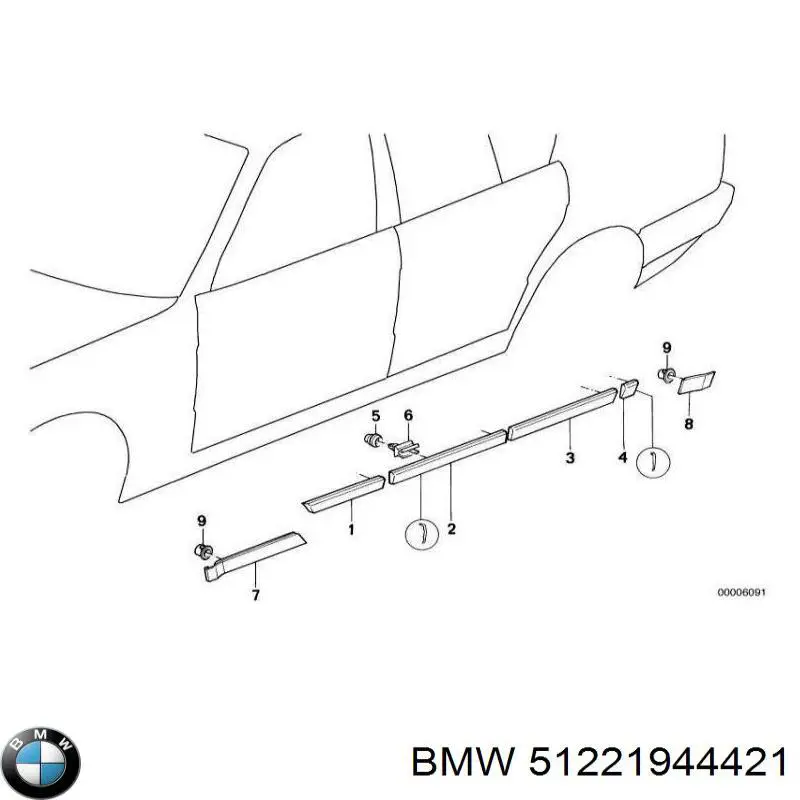Уплотнитель задней двери BMW 51221944421 цена, от 23.99 USD