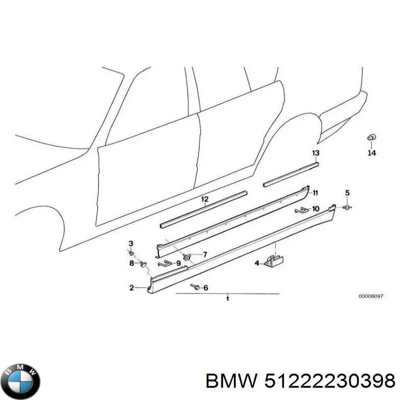 51222230398 BMW уплотнитель двери задней (на двери)
