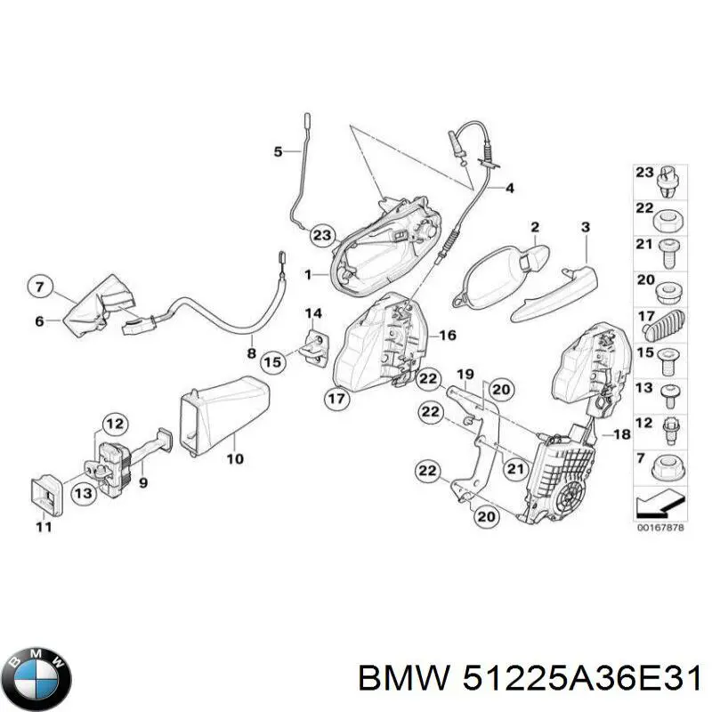 Купить 51225A36E31 BMW Замок двери задней левой