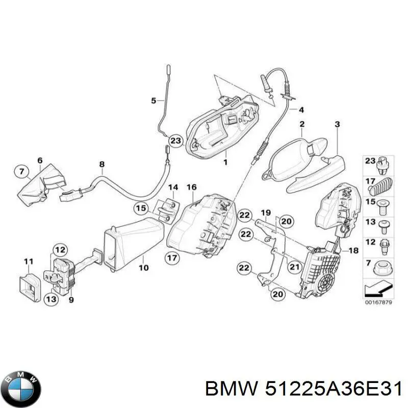 Замок задней двери, левой BMW 51225A36E31 цена, от 50.68 USD
