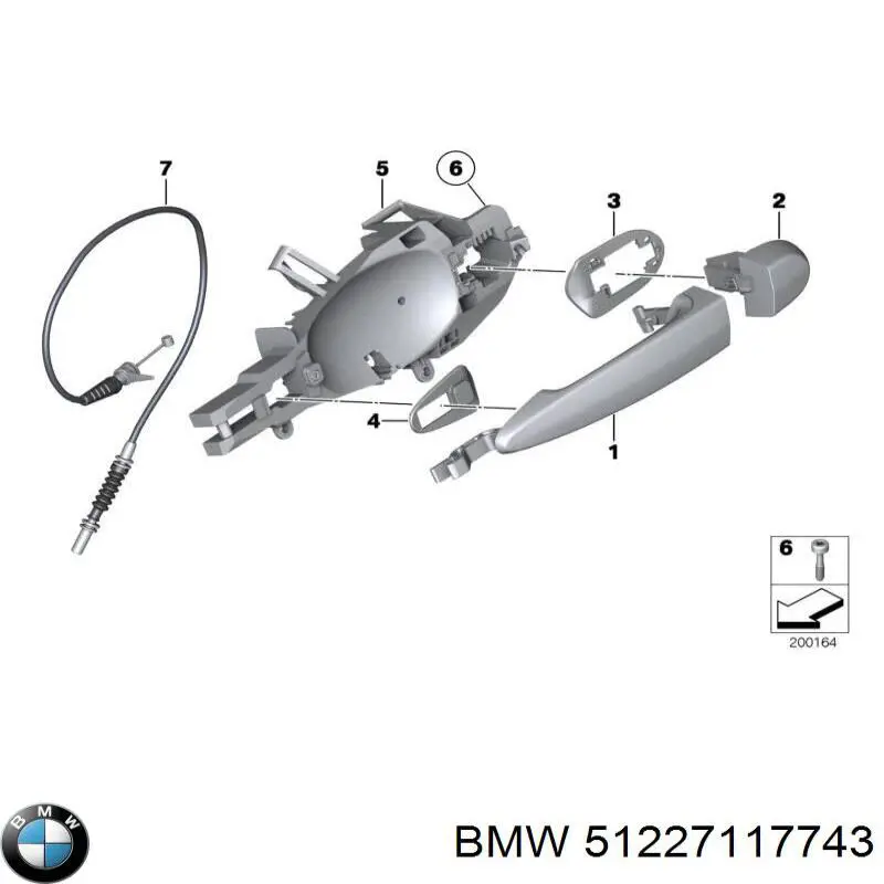 Тяга открывания двери передней BMW 51227117743 цена, от 4.18 USD
