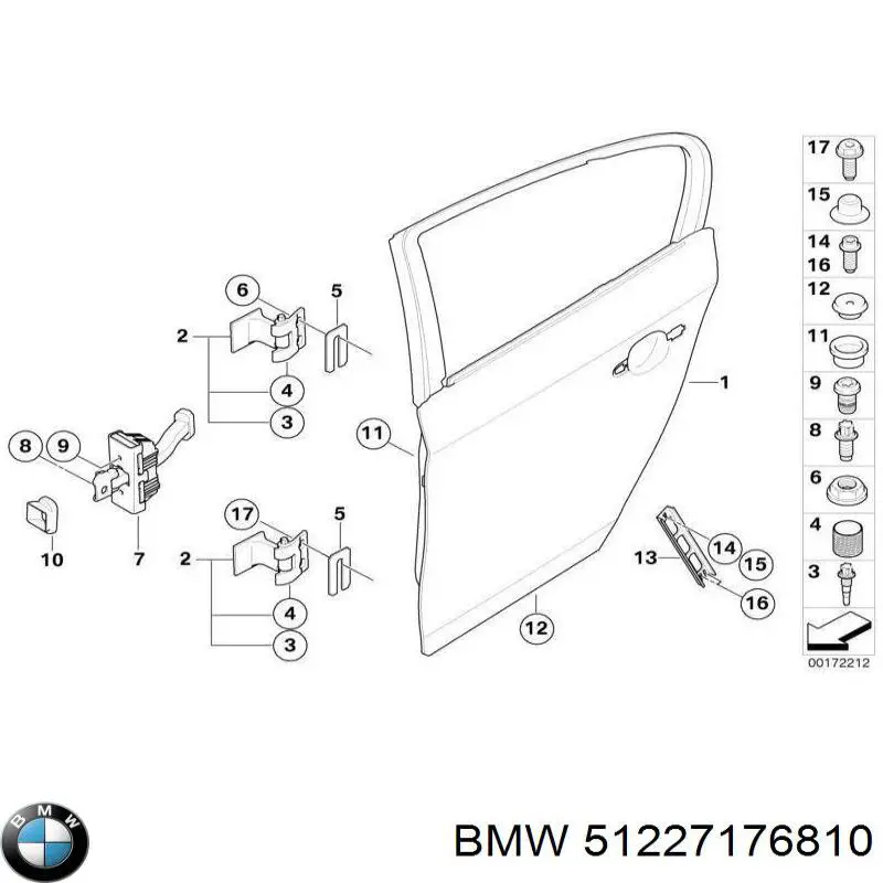 Ограничитель открывания двери задний BMW 7070357 цена, от 16.09 USD