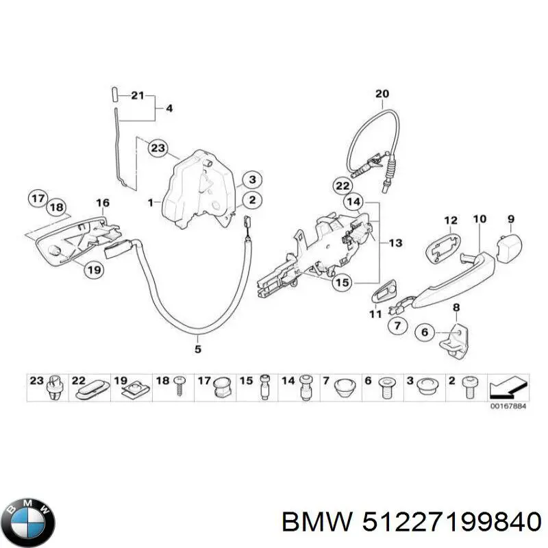 Держатель наружной ручки двери передней правой 51227199840 BMW