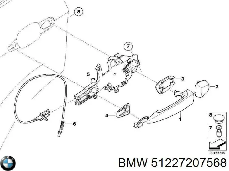 Ручка двери задней наружная правая BMW 51227207568 цена, от 76.19 USD