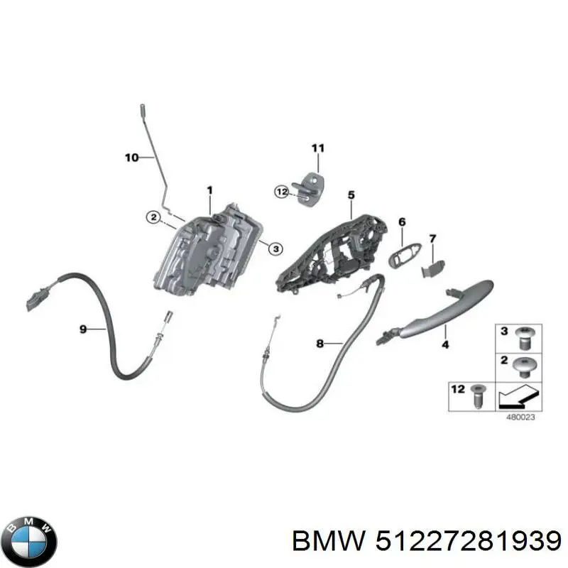 Замок двери задней левой 51227281939 BMW
