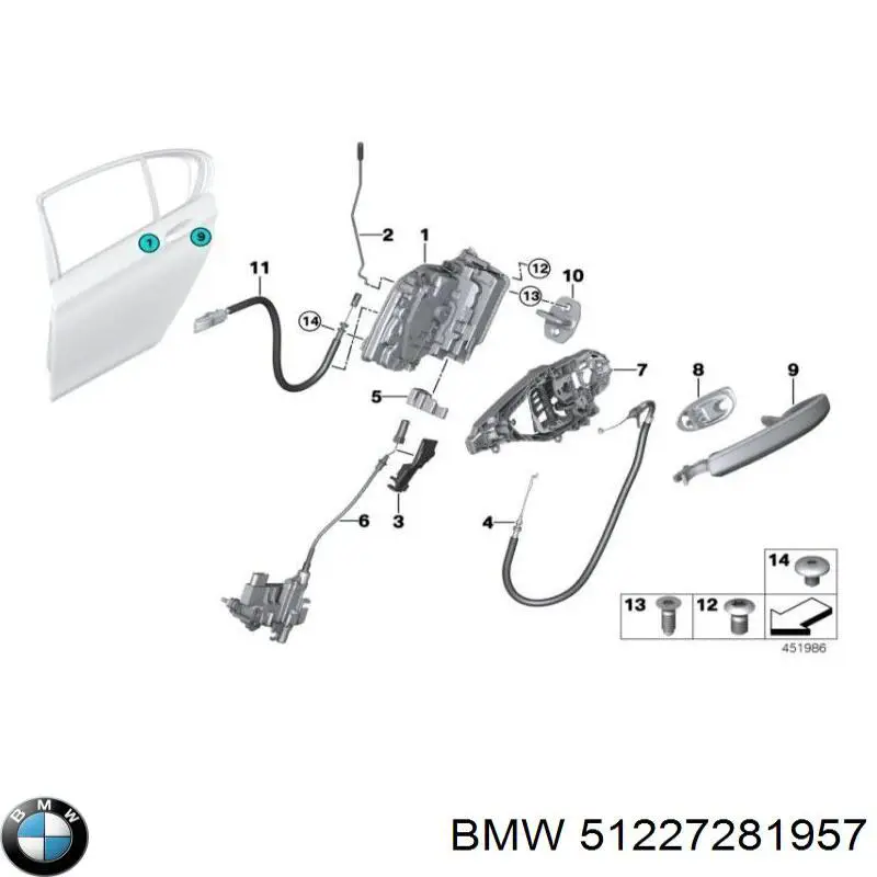 51227281957 BMW Замок двери задней левой