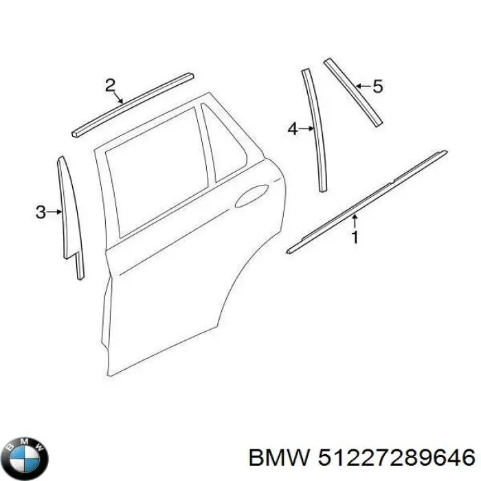 Купить 51227289646 BMW Молдинг опускного стекла двери задней правой