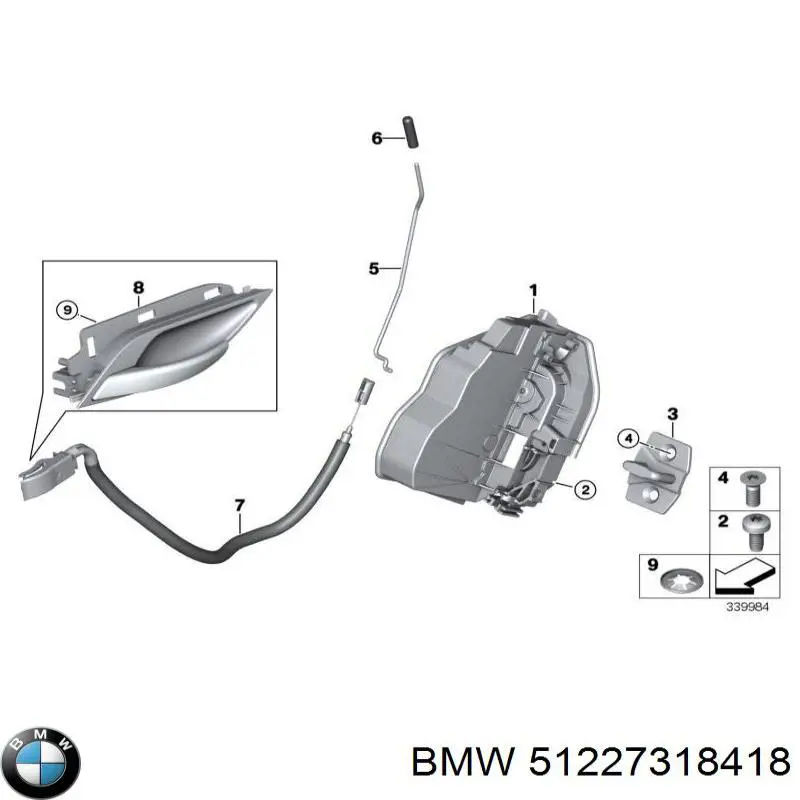 Купить 51227318418 BMW Замок двери задней правой