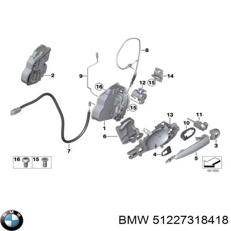 Замок двери задней правой 51227318418 BMW