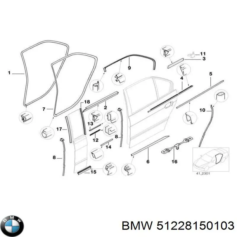 Молдинг опускного стекла двери задней левой на BMW 7 (E38) купить.