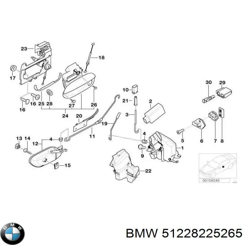 Трос открывания двери передней левой BMW 51228225265 цена, от 14.12 USD
