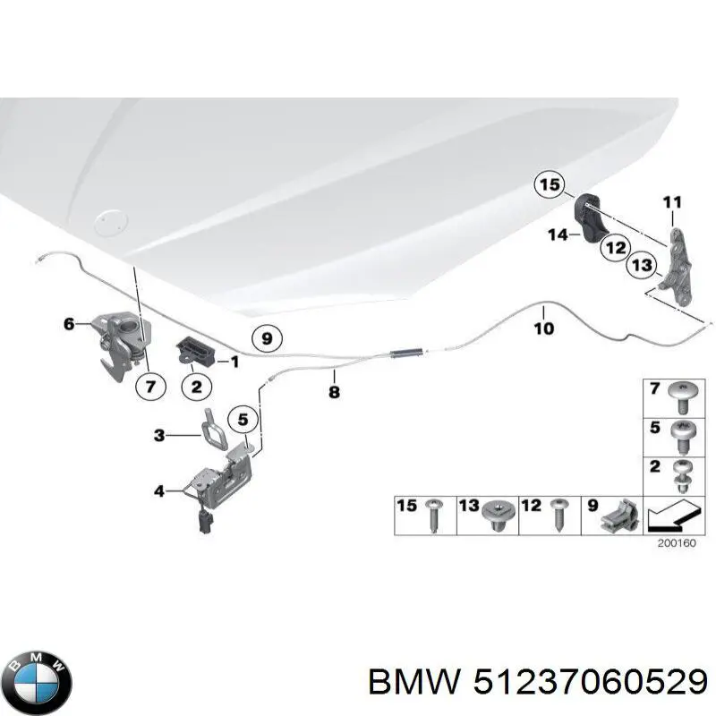 Трос открывания капота задний 7004129 Autotechteile