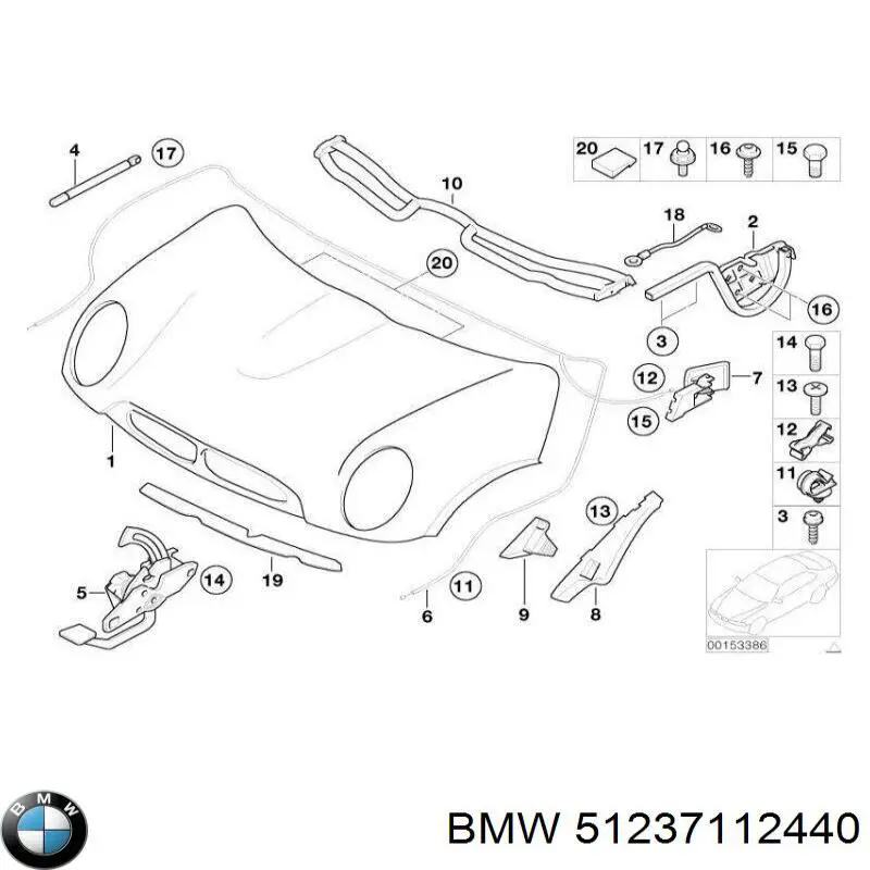 51237112440 BMW Трос открытия капота