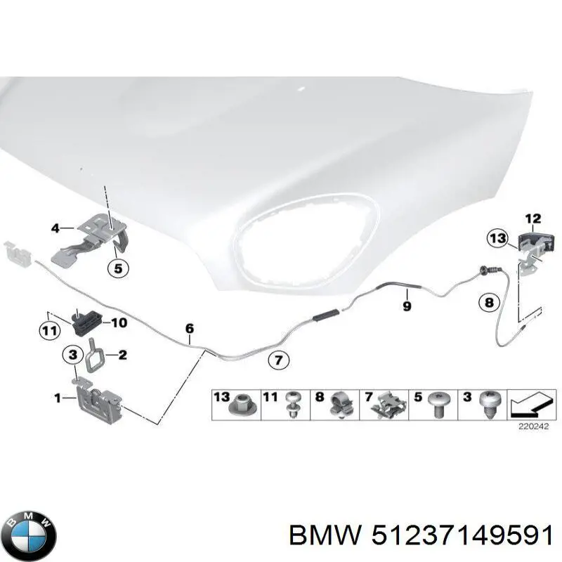 Ручка открывания капота 51237149591 BMW