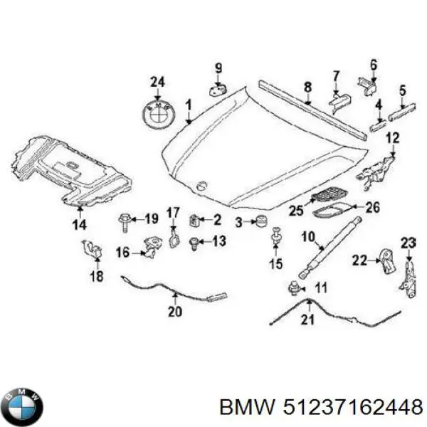 51237162448 BMW pára-choque (grade de proteção da capota)