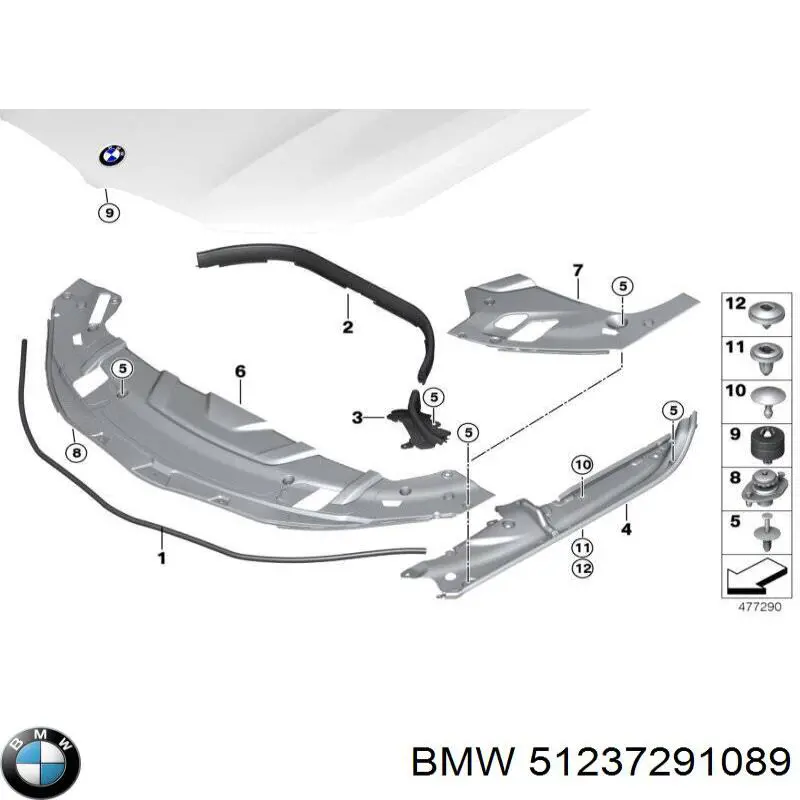 Amortiguador, capó del motor 51237291089 BMW