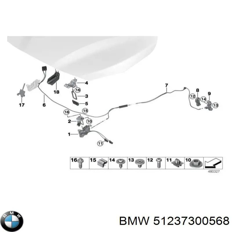 Трос открывания капота задний BMW 51237300572 цена, от 8.87 USD