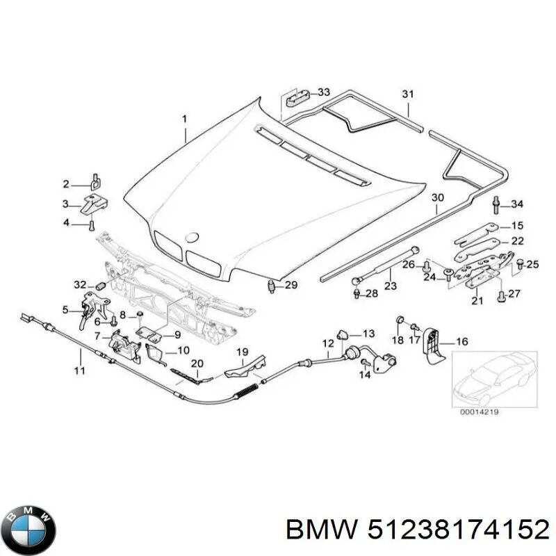Купить 51238174152 BMW Амортизатор под капот