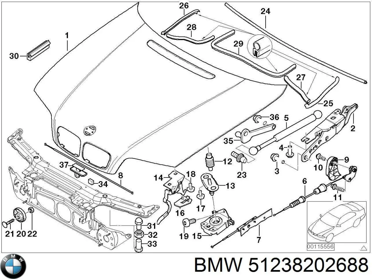 Амортизатор капота 51238202688 BMW