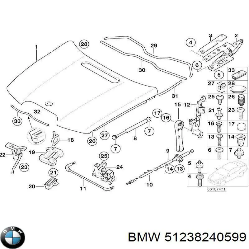 Замок капота BMW 7 седан (E65, E66, E67) (2001 - 2008) цена, от 38.27 USD