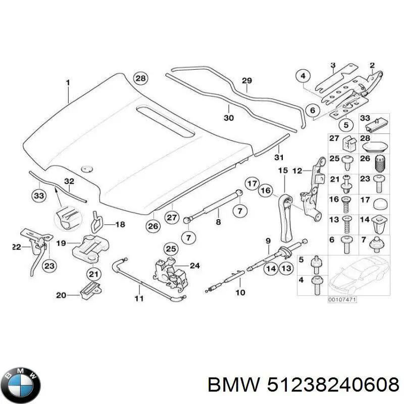 Трос открывания капота передний на BMW 7 (E65,66) купить.