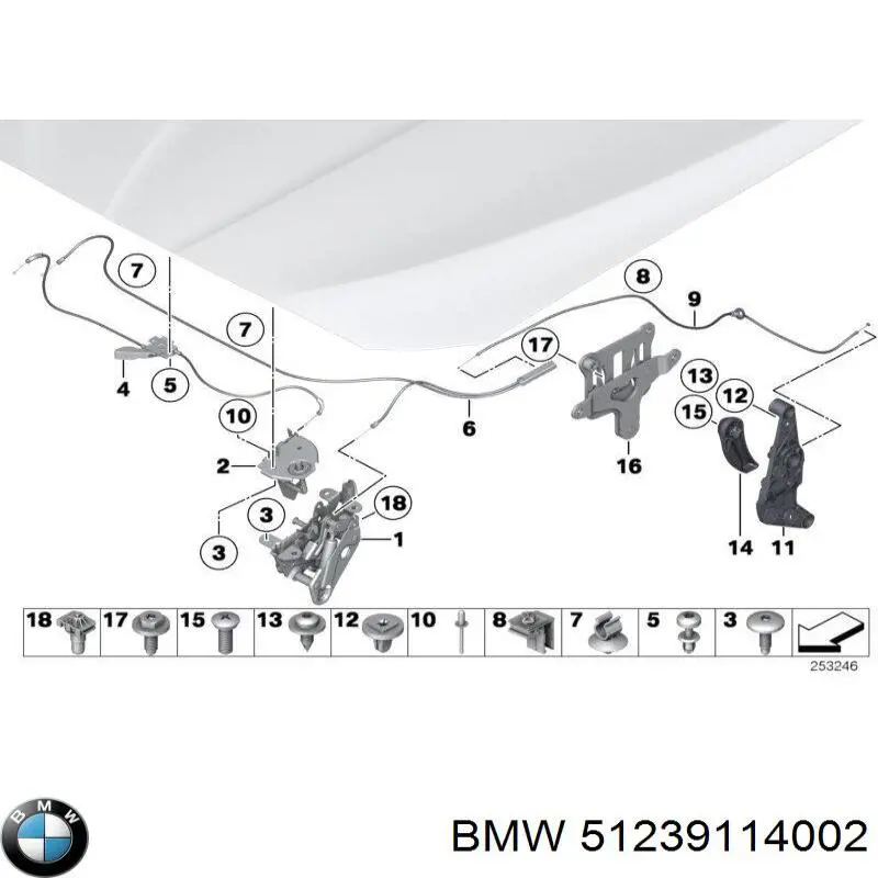 Рычаг открывания капота BMW 51239114002 цена, от 5.08 USD