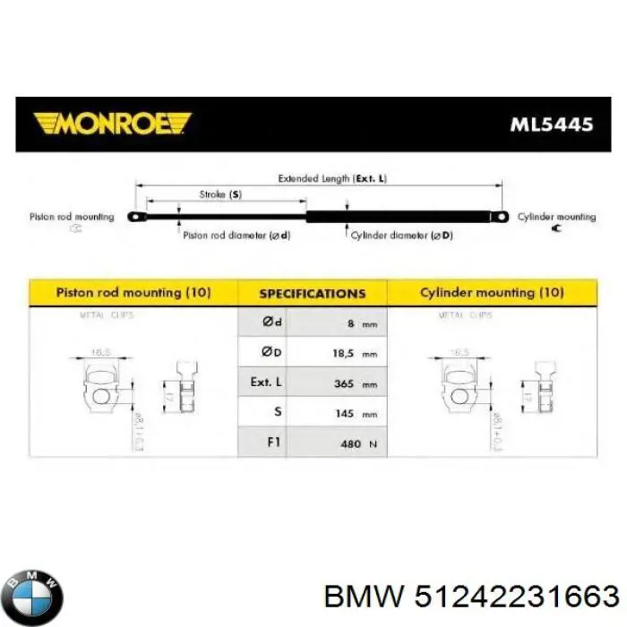 51242231663 BMW Амортизатор крышки багажника