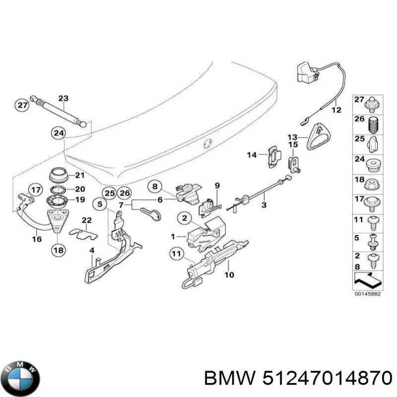 Замок крышки багажника (двери 3/5-й задней) на BMW 7 (E65, E66, E67) купить.