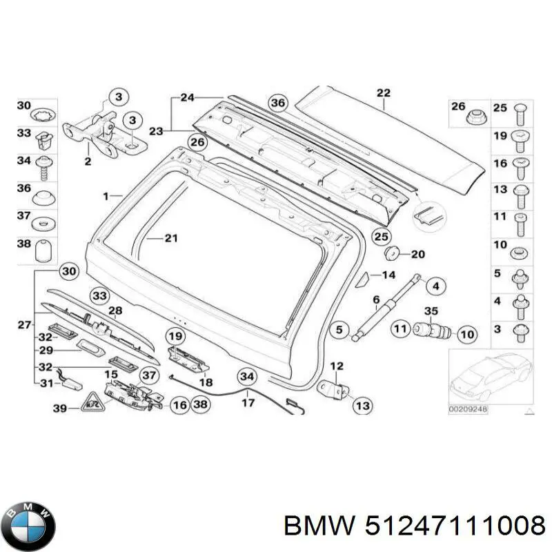 51247111008 BMW Cerradura de maletero original y equivalente