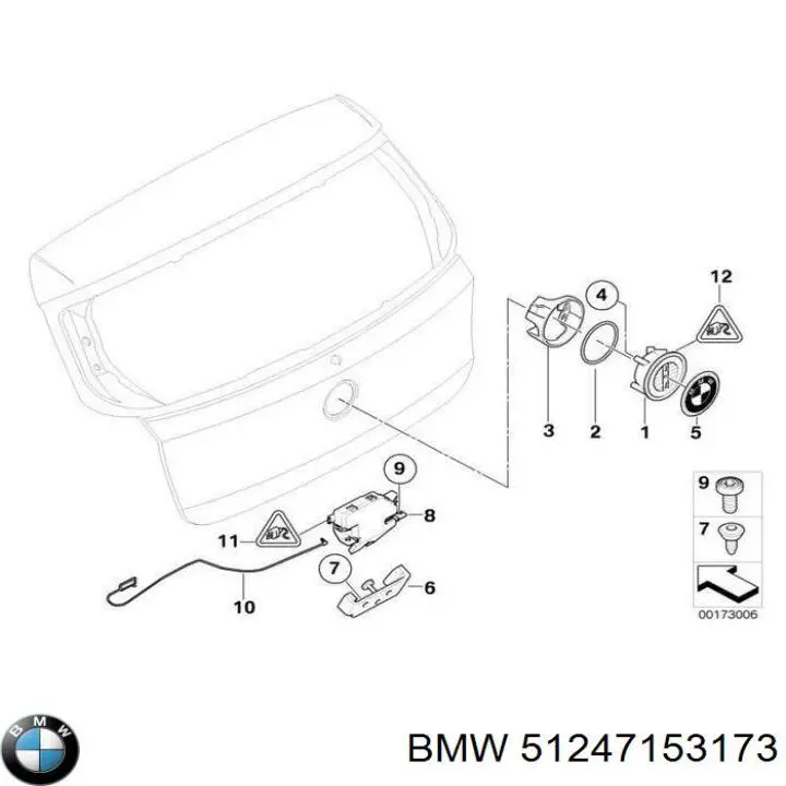 Puxador externo de tampa de porta-malas (de 3ª/5ª porta traseira) para BMW 1 (E81, E87)
