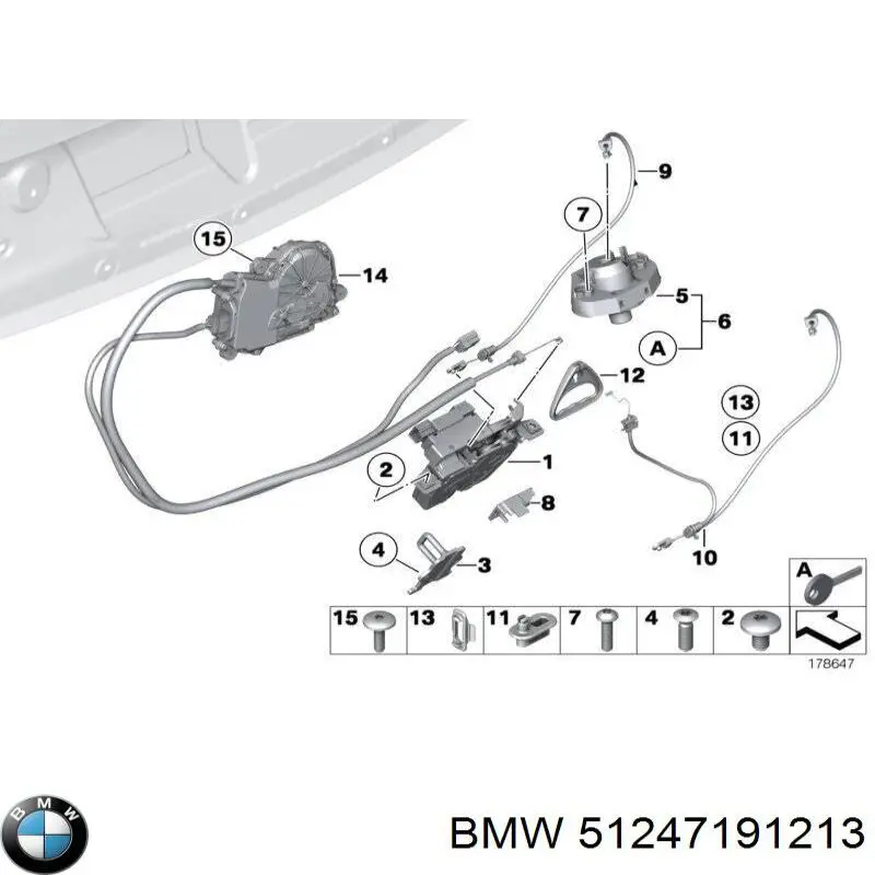 Motor acionador de abertura/fechamento de porta-malas (de 3ª/5ª porta traseira) para BMW 7 (F01, F02, F03, F04)