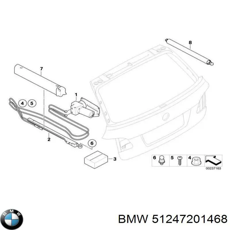 51247201468 BMW amortecedor de tampa de porta-malas (de 3ª/5ª porta traseira)