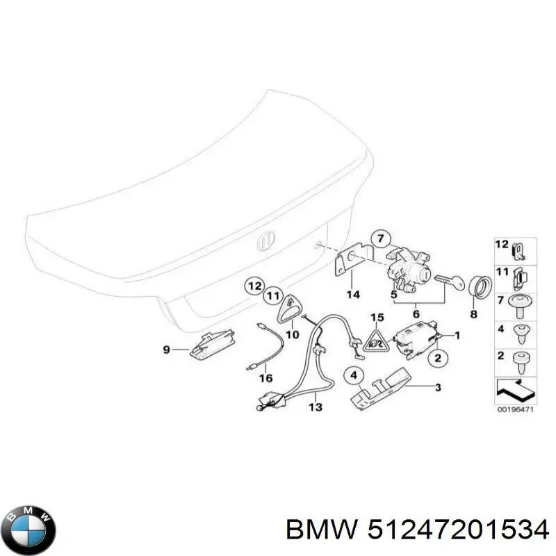 Личинка замка багажника (двери 3/5-й задней) 51247201534 BMW