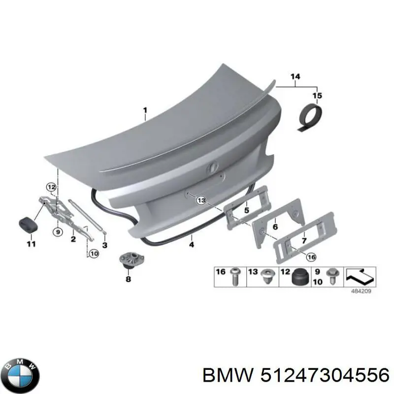 51247304556 BMW amortecedor de tampa de porta-malas (de 3ª/5ª porta traseira)