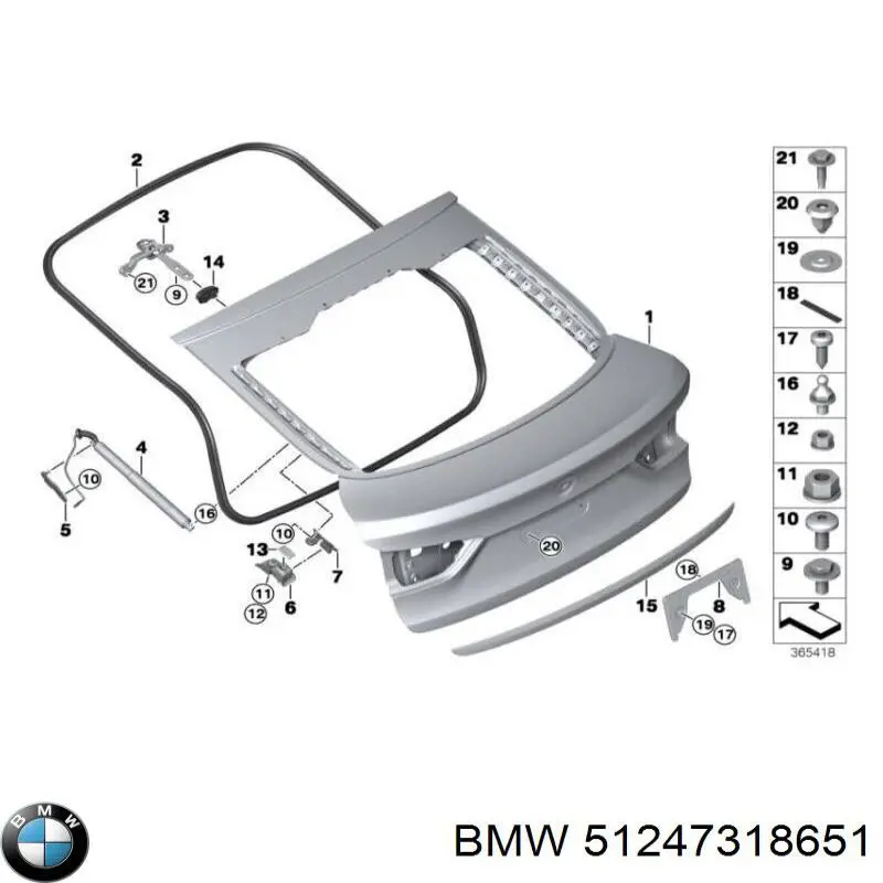 Амортизатор багажника 51247318651 BMW