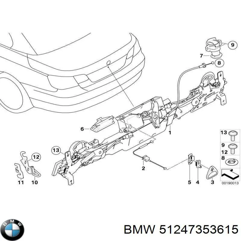 51247258345 BMW fecho de tampa de porta-malas (de 3ª/5ª porta traseira)