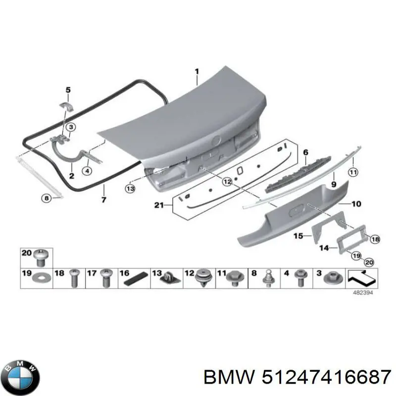 51247416687 BMW Накладка крышки багажника