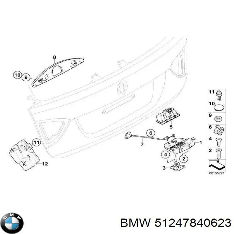 51247840623 BMW замок стекла багажника (двери 3/5-й задней (ляды)