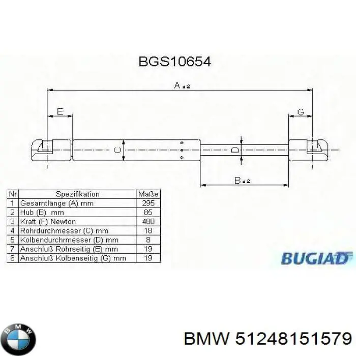 Купить 51248151579 BMW Амортизатор двери багажника