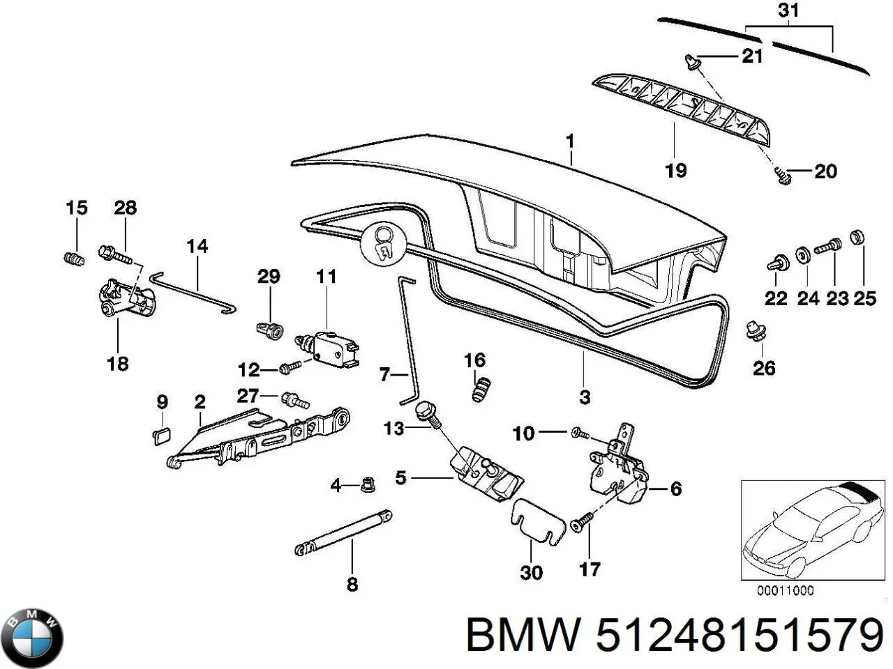 Амортизатор багажника 51248151579 BMW