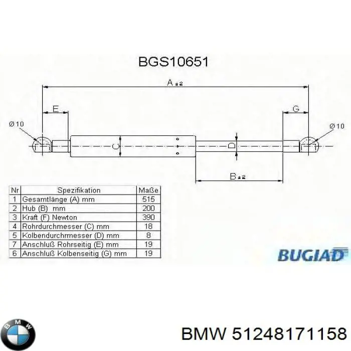 Амортизатор задней двери BMW 51248171158 цена, от 13.80 USD