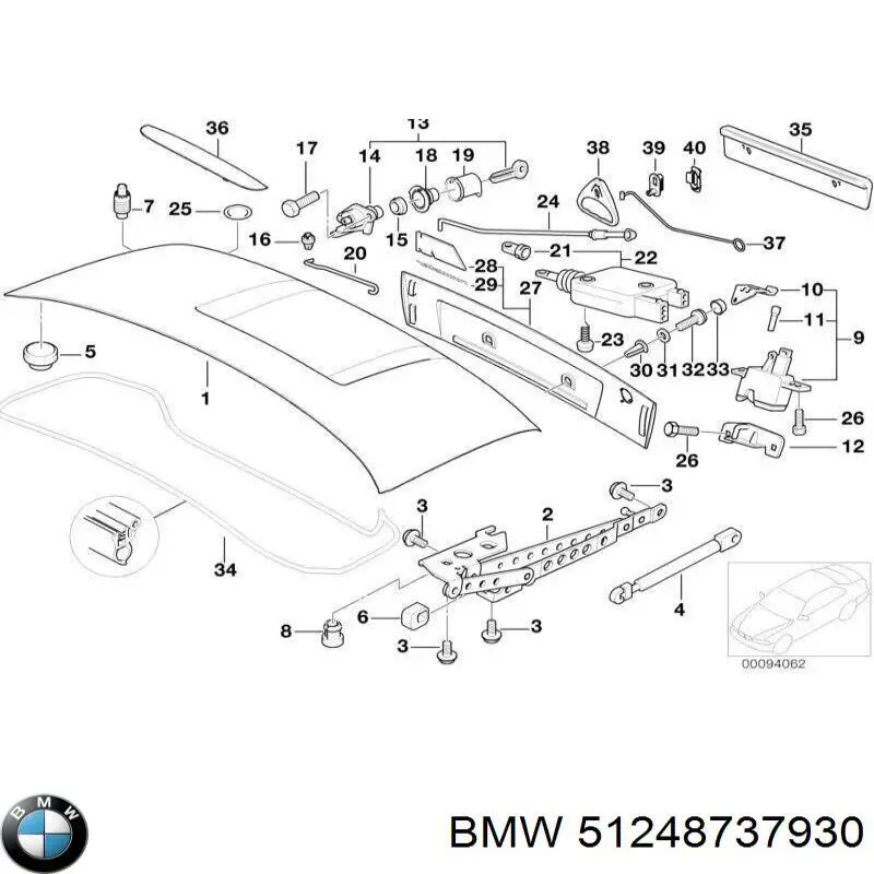 Amortecedor de tampa de porta-malas (de 3ª/5ª porta traseira) BMW 51248737930 preço, a partir de 129,94 USD