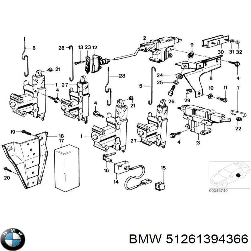 Мотор-привод открытия/закрытия замка двери передней BMW 51261394366 цена, от 196.41 USD