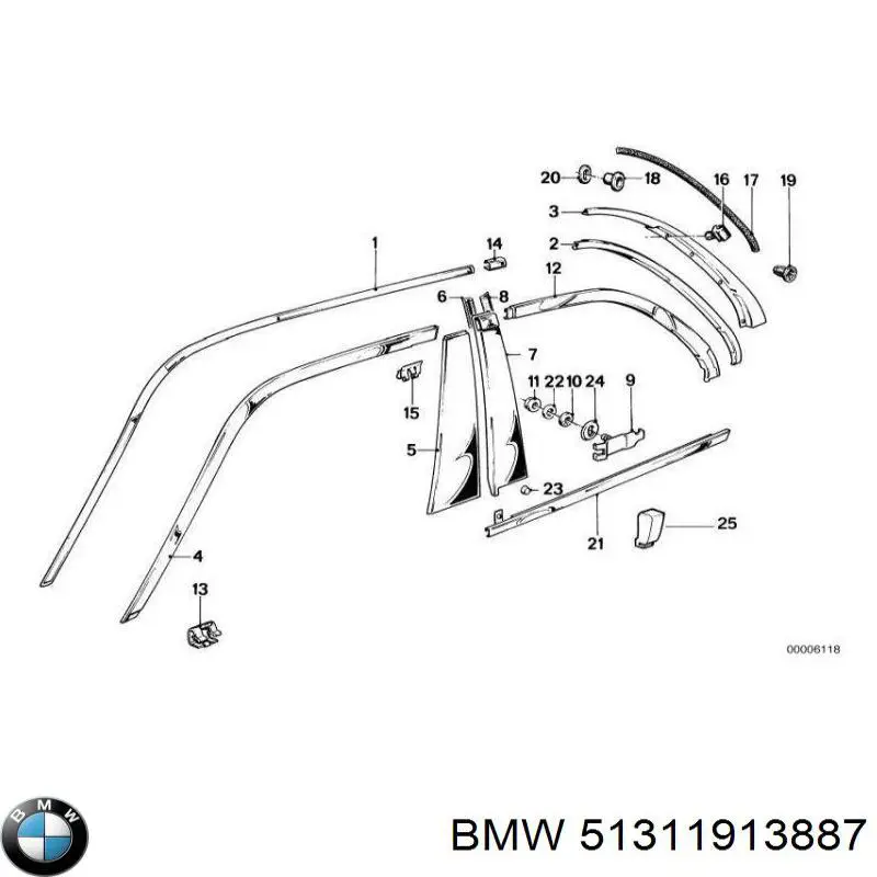 Уплотнитель лобового стекла BMW 51311913887 цена, от 405.13 USD