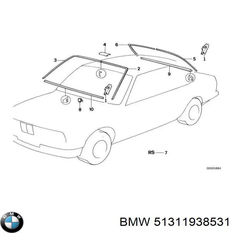 Молдинг лобового стекла левый на BMW 7 (E32) купить.