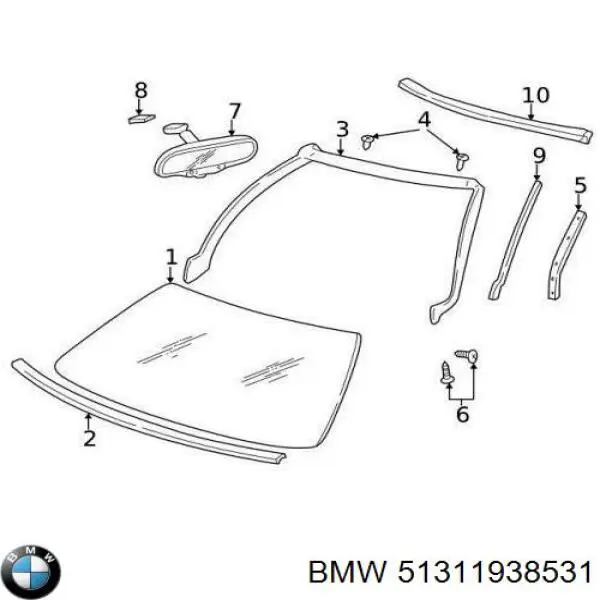 Купить 51311938531 BMW Защитная накладка переднего стекла левая
