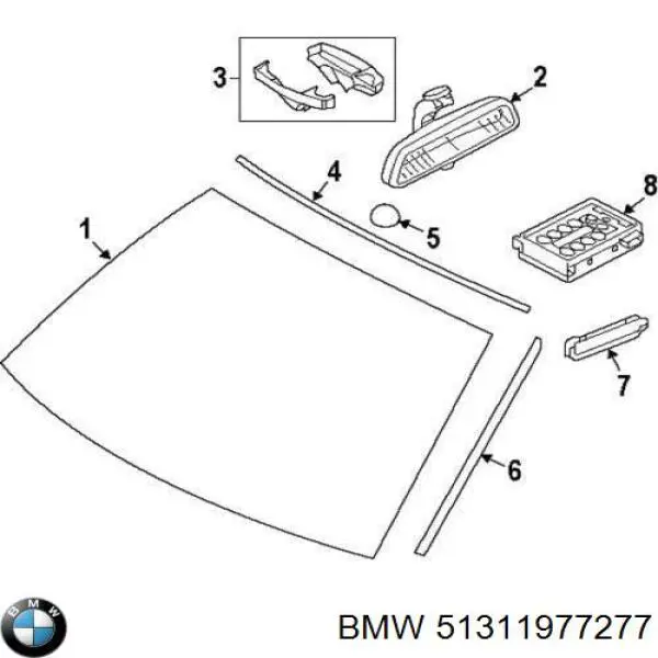 Купить 51311977277 BMW Молдинг стекла заднего