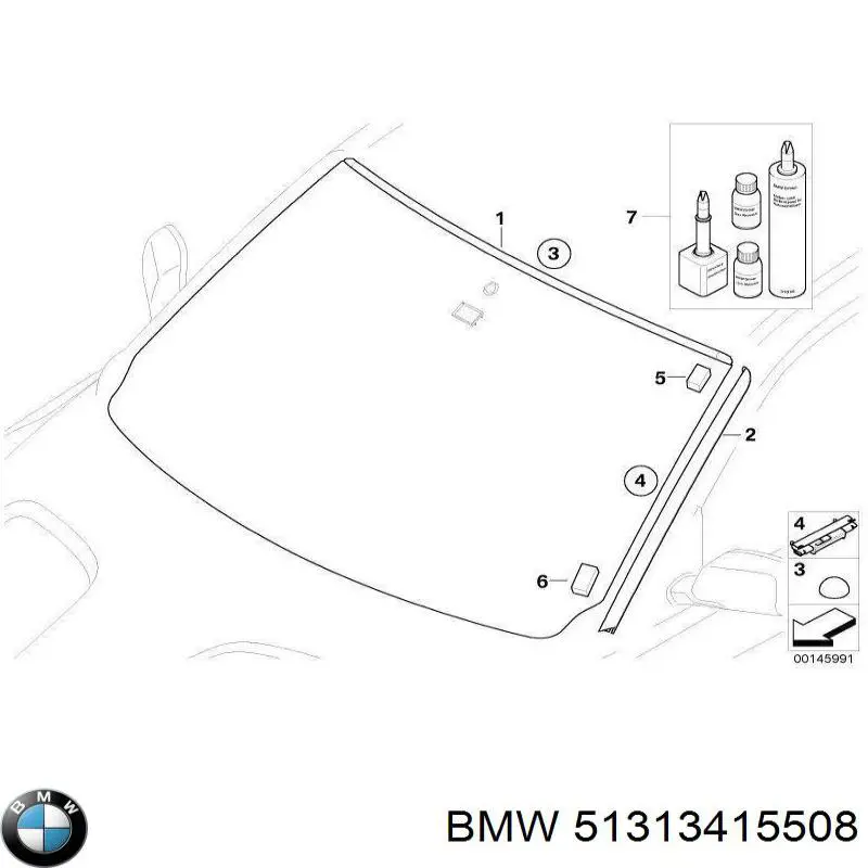 Молдинг лобового стекла верхний 51313415508 BMW